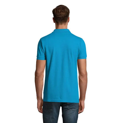 Tricou polo perfect men 180g vibrant turcoaz din material pique neted cu guler clasic si maneci scurte