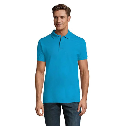 Polo perfect men 180g este un tricou polo turcoaz vibrant din țesătură piqué moale cu guler clasic și mâneci scurte