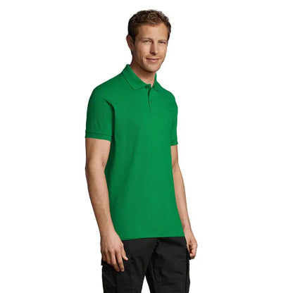 Tricou polo perfect men 180g vibrant verde cu mâneci scurte, guler clasic și nasturi din material de calitate