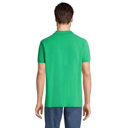 Tricou polo perfect men 180g vibrant verde cu mâneci scurte, guler clasic și manșete tip rib din material ușor