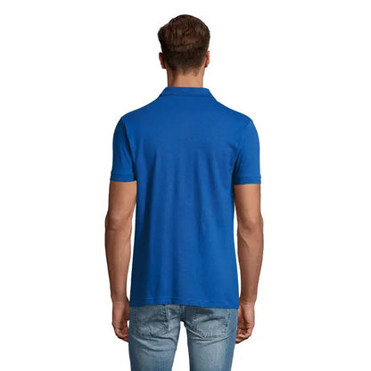 Polo perfect men 180g tricou polo albastru regal vibrant cu mâneci scurte, guler clasic și manșete striate