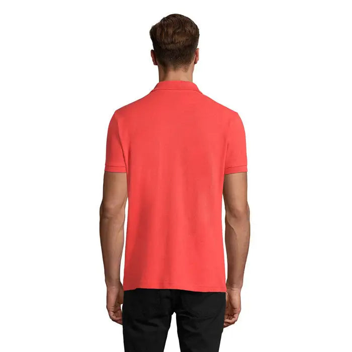 Tricou polo perfect men 180g coral vibrant din bumbac neted cu guler clasic si mâneci scurte