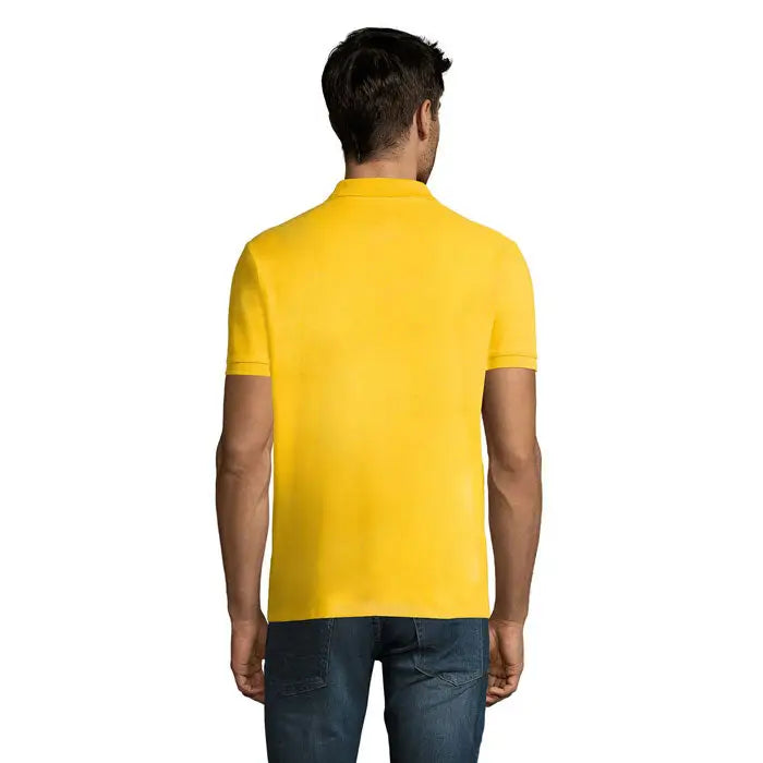 Polo perfect men 180g tricou polo galben stralucitor cu maneci scurte, guler clasic si mansete striate