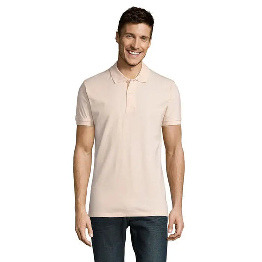Beige tricou polo perfect men 180g cu mâneci scurte, guler clasic și nasturi, din material mediu gros
