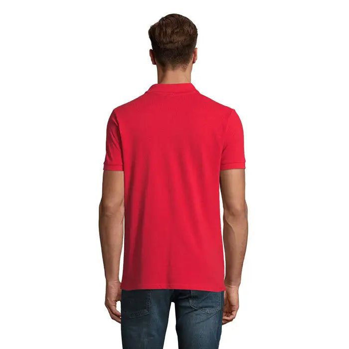 Polo perfect men 180g tricou polo rosu cu maneci scurte guler si mansete striate din material de 180g