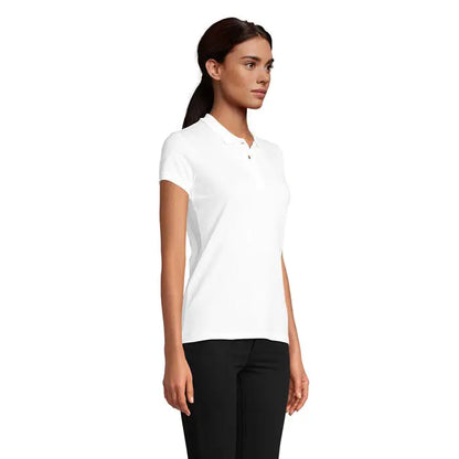 Tricou polo alb cu mâneci scurte și guler clasic din bumbac 170g pentru femei polo planet