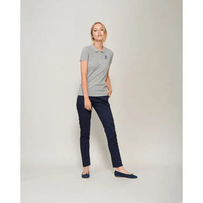 Polo planet women 170g tricou polo gri cu mânecă scurtă și logo mic brodat pe piept din material de 170g