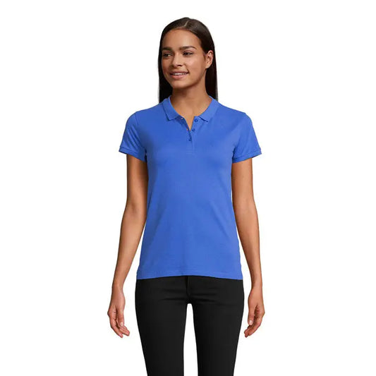 Tricou polo planet women 170g albastru deschis cu mâneci scurte, guler clasic și nasturi din bumbac