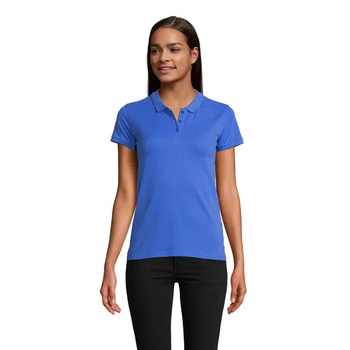Tricou polo planet women 170g albastru deschis cu maneci scurte, guler clasic si fenta cu nasturi