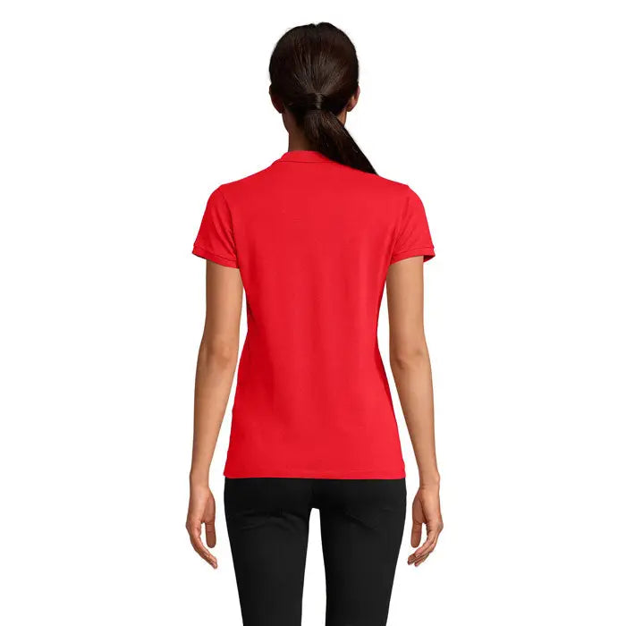 Tricou polo roșu damă planet cu mâneci scurte, guler clasic și țesătură fină 170g