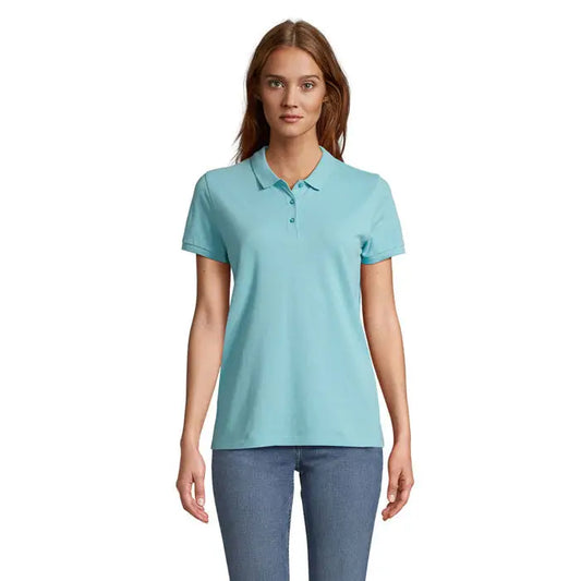 Tricou polo planet women 170g bleumarin deschis cu mâneci scurte guler clasic și fenta cu nasturi