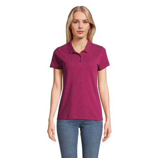 Tricou polo pentru femei planete magenta cu guler clasic mâneci scurte și material de 170g