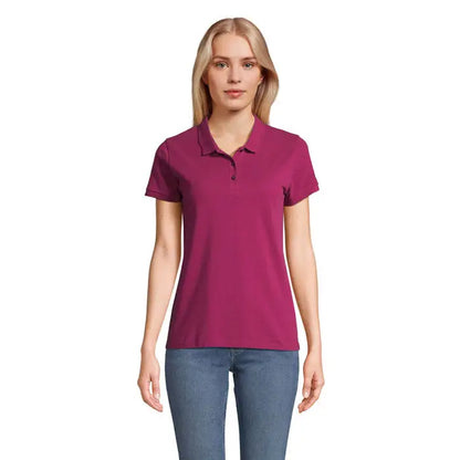 Tricou polo pentru femei magenta cu guler clasic si maneci scurte din bumbac 170g polo planet women