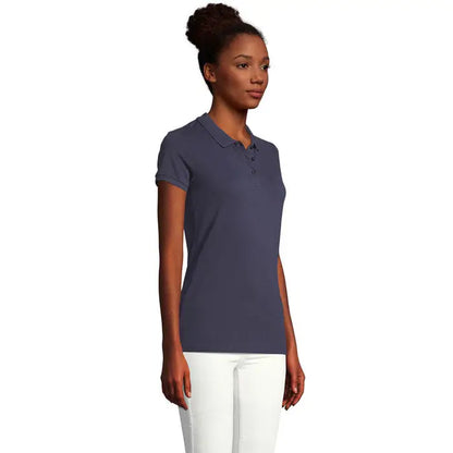 Tricou polo femei polo planet bleumarin cu mânecă scurtă din material de 170g cu guler clasic și nasturi