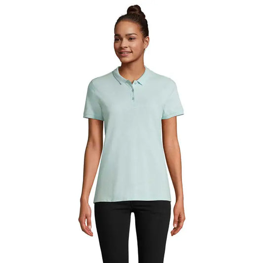 Tricou polo planet women 170g verde mentă deschis mânecă scurtă cu guler clasic și nasturi din bumbac