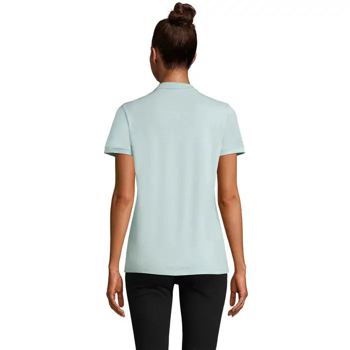 Tricou polo planet women 170g verde mentă deschis cu mânecă scurtă, guler clasic și cusături fine