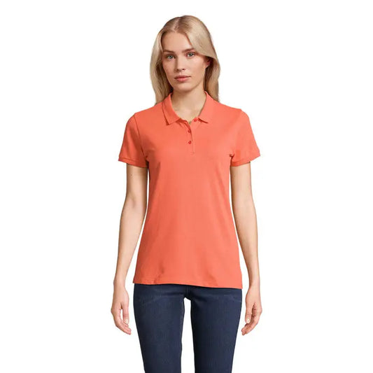 Tricou polo coral pentru femei polo planet 170g cu maneci scurte guler clasic si nasturi