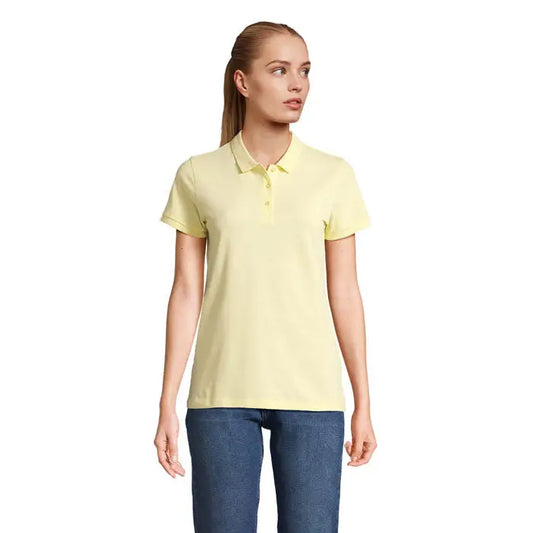 Polo planet women 170g tricou polo galben pal cu maneci scurte, guler clasic si fenta cu nasturi