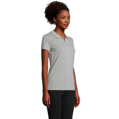 Tricou polo planet women heather gri melanj cu mânecă scurtă colar clasic și brâu cu nasturi 170g