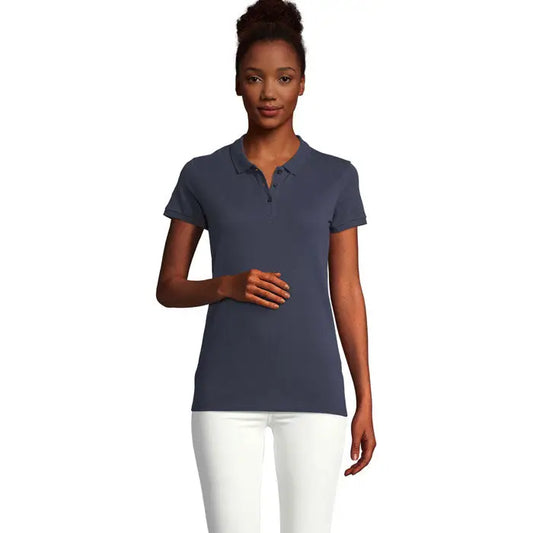 Tricou polo femei polo planet bleumarin cu mâneci scurte guler clasic și material de 170g