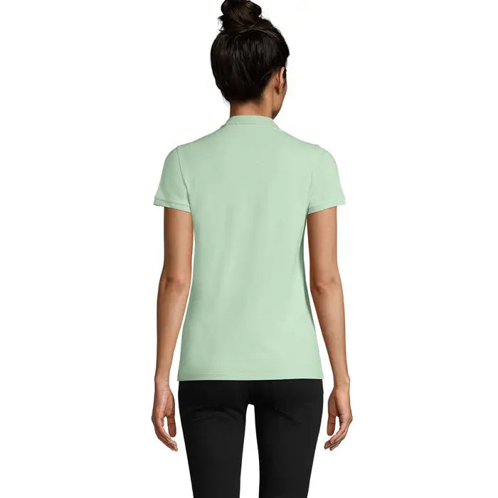 Un tricou polo damă mint green cu mâneci scurte, guler clasic și cusături îngrijite din bumbac 170g polo planet