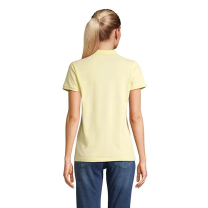 Tricou polo planete femei 170g galben pal cu mâneci scurte și guler clasic din material ușor și rezistent