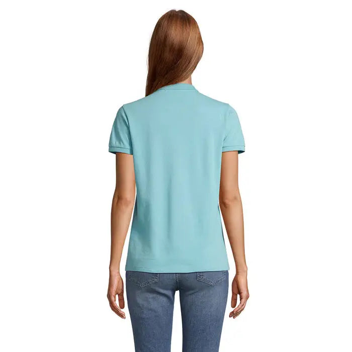 Tricou polo planet women bleu deschis cu mâneci scurte, guler clasic și manșete reiate, 170g