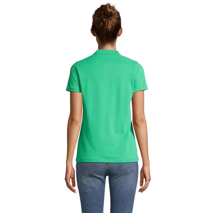 Tricou polo planet women 170g verde vibrant cu mâneci scurte, guler clasic și cusături atent finisate