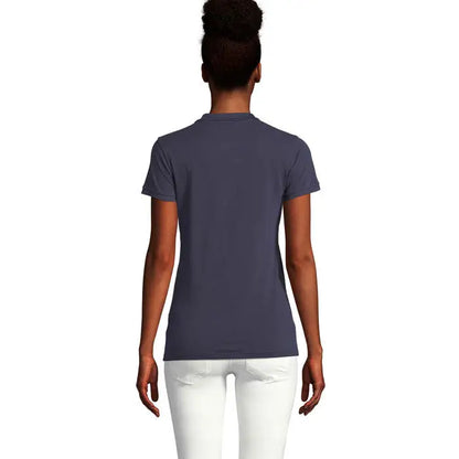 Tricou polo planet women albastru inchis cu maneci scurte, croiala lejera si guler clasic din material de 170g