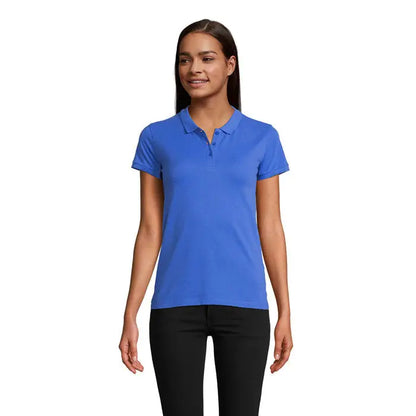 Tricou polo planet women albastru deschis cu mânecă scurtă, guler clasic și buzunar pe piept