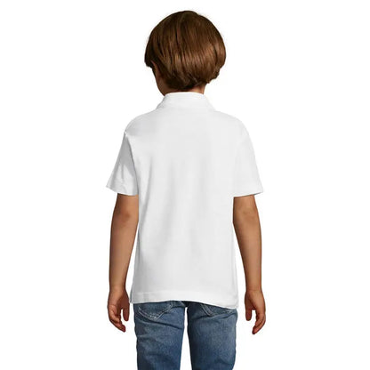 Tricou polo alb cu mânecă scurtă pentru copii cu guler clasic și cusături fine din bumbac 170g