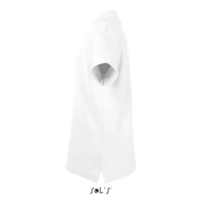 Tricou polo alb pentru copii cu mâneci scurte guler clasic și cusături subtile material 170g