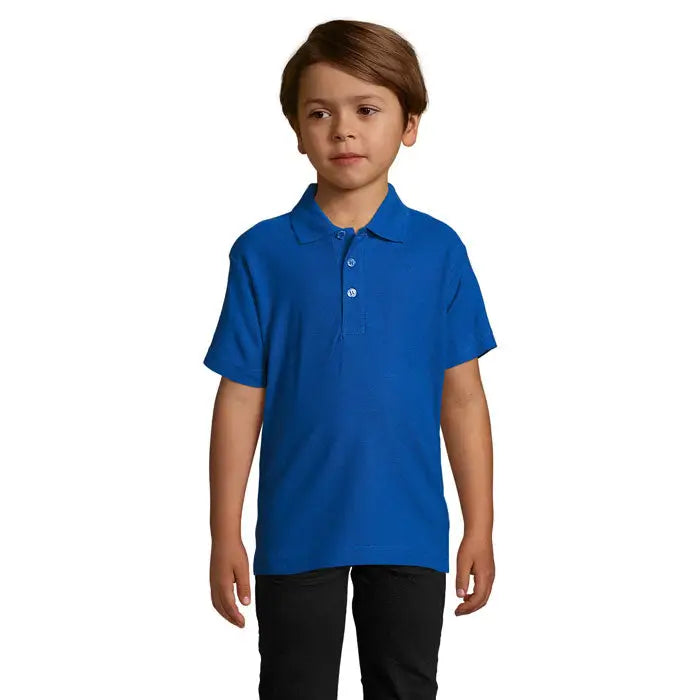 Tricou polo summer ii kids 170g pentru copii albastru deschis cu mâneci scurte și guler cu trei nasturi