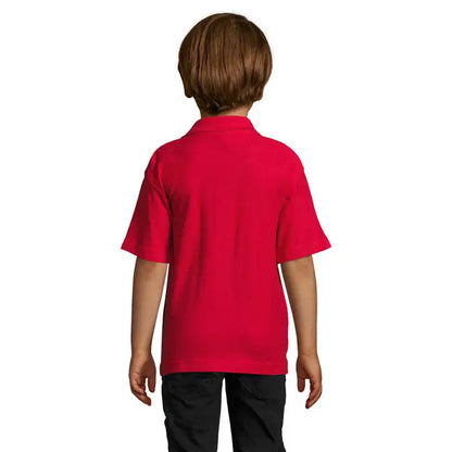 Tricou polo roșu aprins cu mânecă scurtă, guler clasic și tiv cusut, polo summer ii kids 170g