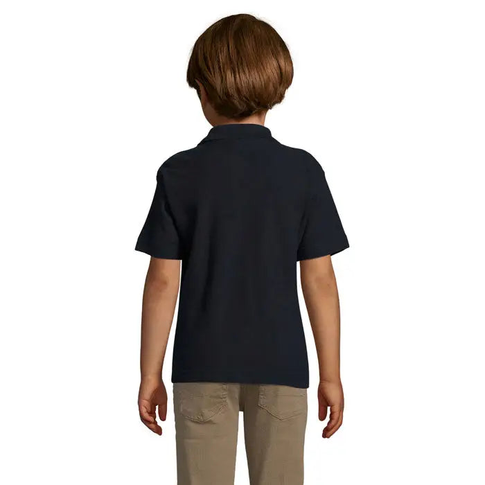 Tricou polo albastru închis cu mânecă scurtă pentru copii polo summer ii 170g din material rezistent