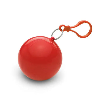 Balon rotund poncho din plastic lucios roșu aprins cu agrafă portocalie atașată