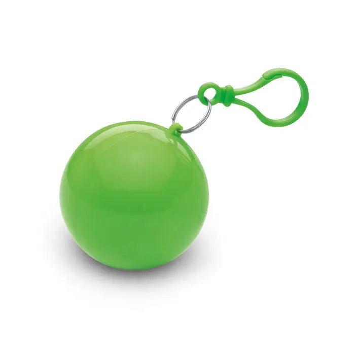 Minge din plastic verde strălucitor cu inel metalic argintiu și clemă verde pentru poncho recipient rotund
