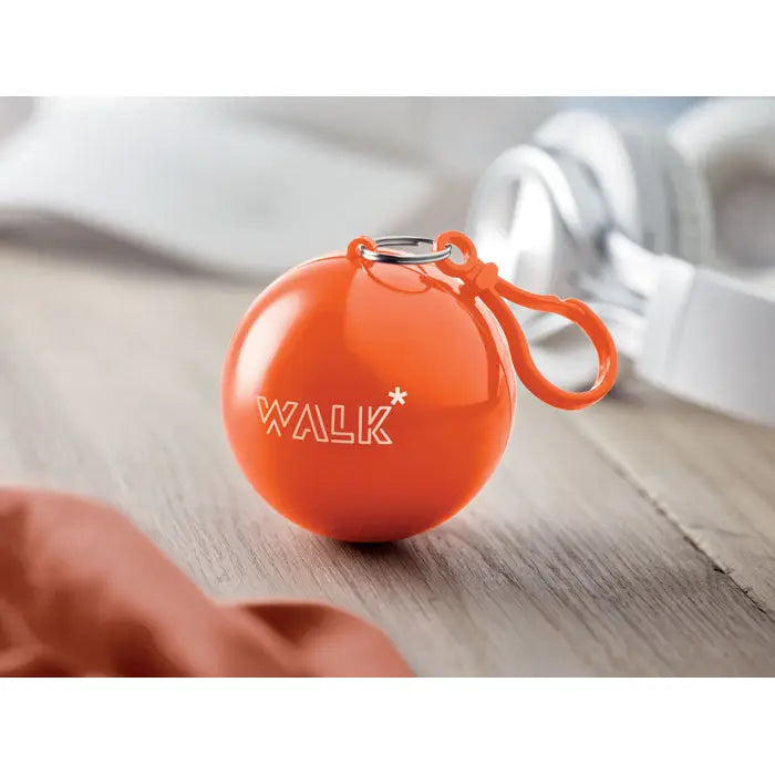 Difuzor portabil sferic portocaliu aprins cu buclă pentru breloc și branding walk poncho recipient rotund