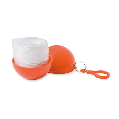 Dispenser portabil pentru saci de gunoi pentru animale poncho portocaliu din plastic cu inel pentru chei