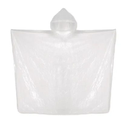 Poncho transparent din plastic biodegradabil cu gluga pentru ploaie din fata