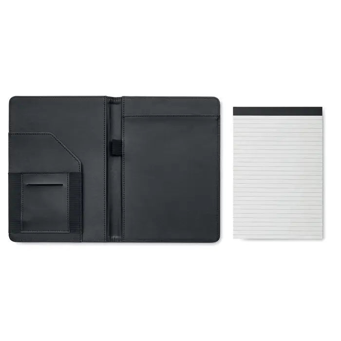 Portofoliu a5 300d rpet notebook din piele neagra cu inchidere magnetica si buzunar cu elastic