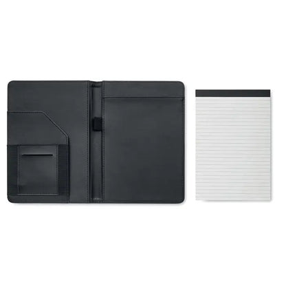 Portofoliu a5 300d rpet notebook din piele neagra cu inchidere magnetica si buzunar cu elastic