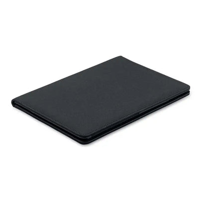 Portofoliu a5 300d rpet carcasa tabletă din piele neagră texturată cu cusături precise pe margini