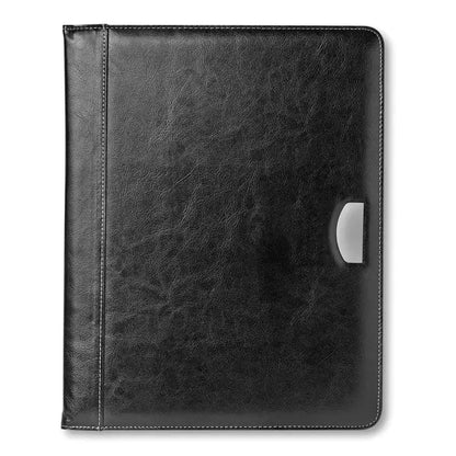 Portofoliu pu cu bloc de 20 pagini din piele ecologica neagra cu inchidere magnetica argintie pentru tableta