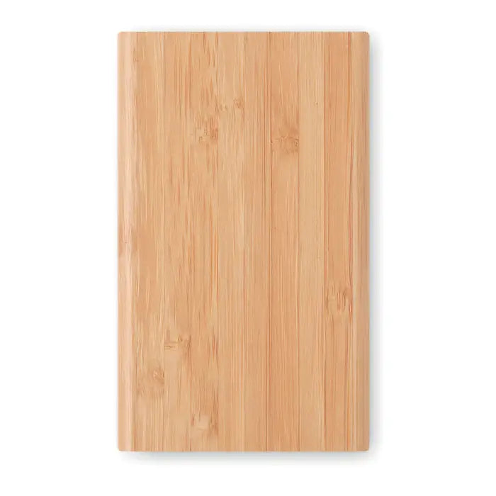 Power bank 4000 mah din bambus maro deschis cu finisaj natural si neted al texturii lemnului