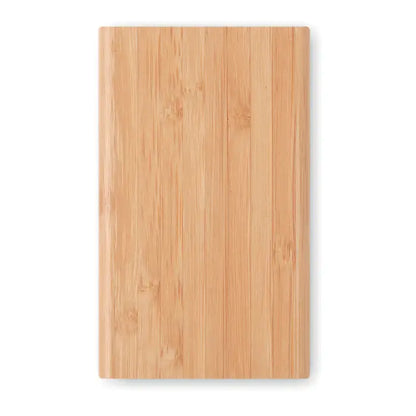 Power bank 4000 mah din bambus maro deschis cu finisaj natural si neted al texturii lemnului