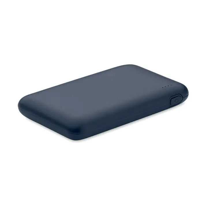 Power bank portabil dreptunghiular navy blue 5000 mAh cu margini rotunjite si finisaj mat elegant