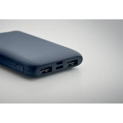 Power bank 5000 mah gri închis dreptunghiular cu două porturi usb și un port micro-usb pentru încărcare portabilă