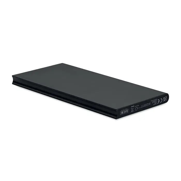 Power bank 8000 mah negru dreptunghiular cu finisaj mat și margini rotunjite portabil pentru încărcare rapidă