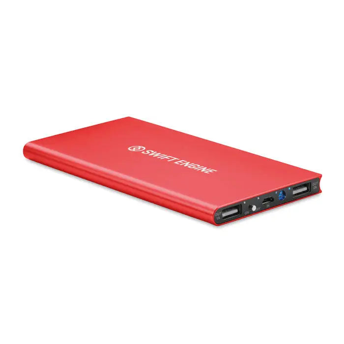 Red swiftengine power bank 8000 mah roșu cu finisaj metalic elegant și porturi usb multiple portabil